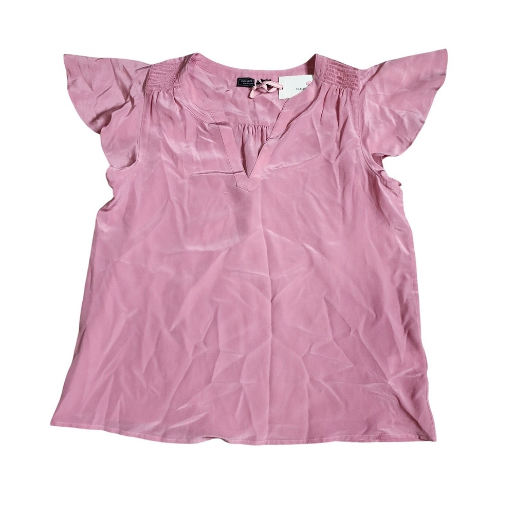 Vineyard Vines Marthas Vineyard Mauve Rose Silk Flutter Sleeve Blouse Small NWT